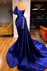 Designer Royal Blue Long Mermaid Prom Dress With Split On Sale