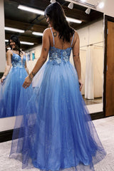 Dreamyannie A Line Prom Dress Tulle Lace Long Evening Dress