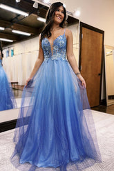 Dreamyannie A Line Prom Dress Tulle Lace Long Evening Dress