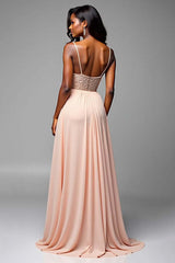 Dreamyannie A Line Sweetheart Champagne Wedding Guest Dress Long Formal Dress
