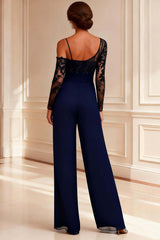 Dreamyannie Beaded Navy Lace Long Mother Of The Bride Jumpsuits