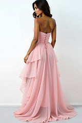 Dreamyannie Blush Pink Wedding Guest Dress Asymmetrical Sweetheart High-Low Formal Dress