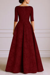 Dreamyannie Burgundy Tube Top A Line Floor Length Mother Of The Bride Dress With Sleeves