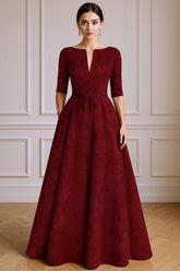 Dreamyannie Burgundy Tube Top A Line Floor Length Mother Of The Bride Dress With Sleeves