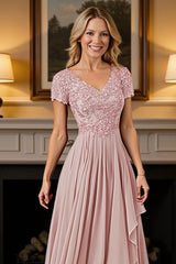 Dreamyannie Burgundy V Neck A Line Floor Length Mother Of The Bride Dress With Lace