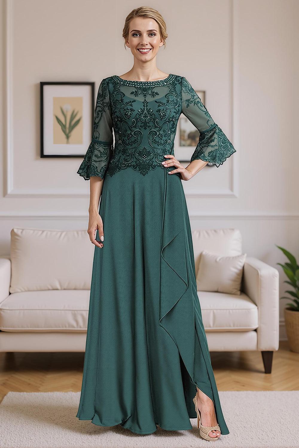 Dreamyannie Dark Green A Line Floor Length Mother Of The Bride Dress With Beading