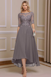 Dreamyannie Dusk Boat Neck A Line Ankle Length Mother Of The Bride Dress With Lace
