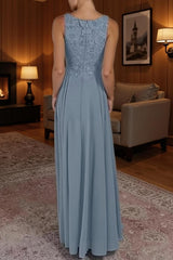 Dreamyannie Dusty Blue Sheath Floor Length 2 Piece Mother Of The Bride Dress With Jacket