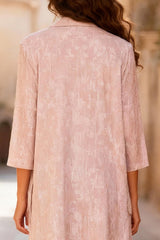 Dreamyannie Dusty Rose 3/4 Sleeves 3 Piece Mother Of The Bride Pant Suits With Jacket