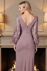 Dreamyannie Dusty Rose Floral Mermaid Floor Length Mother Of The Bride Dress With Lace
