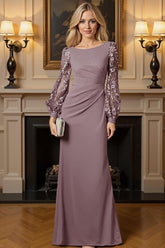 Dreamyannie Dusty Rose Floral Mermaid Floor Length Mother Of The Bride Dress With Lace