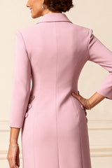 Dreamyannie Dusty Rose Floral Notched Lapel 2 Piece Knee Length Mother Of The Bride Dress