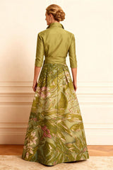 Dreamyannie Dusty Sage A Line Embroidered Floor Length Mother Of The Bride Dress With Bow