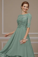 Dreamyannie Eucalyptus Ruffled A Line Ankle Length Mother Of The Bride Dress With Lace
