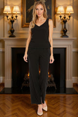 Dreamyannie Floral Lace Black 3 Piece Mother Of The Bride Pant Suits With Jacket