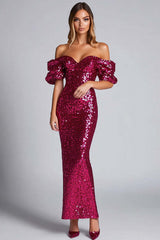 Dreamyannie Fuchsia Wedding Guest Dress Strapless Sheath Long Formal Dress