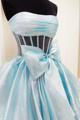 Dreamyannie Gold Prom Dress Corset Ruffled Long Formal Dress With Bow