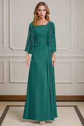 Dreamyannie Green Sheath Chiffon Floor Length 2 Piece Mother Of The Bride Dress With Jacket