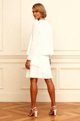 Dreamyannie Ink Blue Scoop Neck Chiffon Knee Length 2 Piece Mother Of The Bride Dress With Jacket