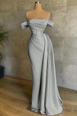 Dreamyannie Ivory Wedding Dress Mermaid Strapless Off The Shoulder Satin Panel Train Formal Dress
