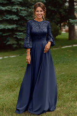 Dreamyannie Lace Dusty Rose Puff Sleeves A Line Floor Length Mother Of The Bride Dress