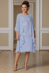 Dreamyannie Light Blue Bodycon 2 Piece Knee Length Mother Of The Bride Dress With Jacket