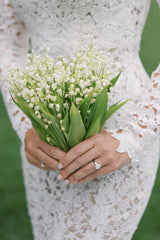 Dreamyannie Mermaid Beach Wedding Dress Long Sleeve Lace High Neck Bridal Gown