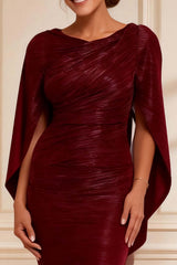 Dreamyannie Mermaid Burgundy Boat Neck Long Mother Of The Bride Dress With Slit