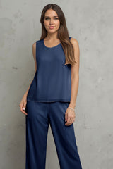 Dreamyannie Navy Boat Neck 3 Piece Mother Of The Bride Pant Suits With Jacket