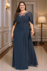Dreamyannie Navy Draped Sheath Floor Length Mother Of The Bride Dress With Beading