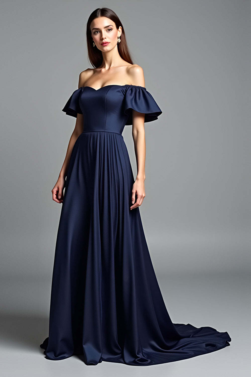Dreamyannie Navy Wedding Guest Dress Beaded Halter A Line Long Formal Dress