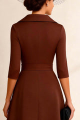 Dreamyannie Notched Lapel Chocolate A Line Midi Mother Of The Bride Dress