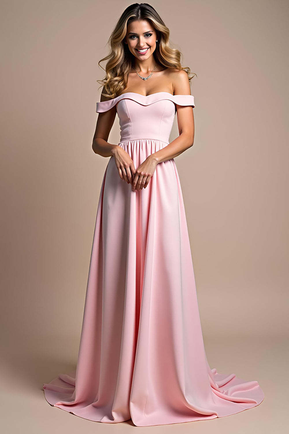 Dreamyannie Off The Shoulder A Line Pink Wedding Guest Dress Ruched Long Formal Dress
