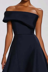Dreamyannie Off The Shoulder Navy Wedding Guest Dress A Line Long Formal Dress