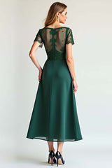 Dreamyannie Pine Illusion Neck Formal Dress With Beading