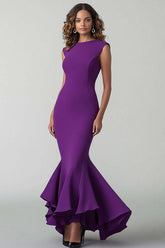 Dreamyannie Plum Mermaid Sleeveless Long Formal Dress
