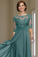 Dreamyannie Purple Chiffon Bateau Neck Ankle Length Mother Of The Bride Dress With Lace