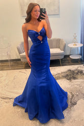 Dreamyannie Royal Blue Prom Dress Sweetheart Mermaid Floor Length Formal Dress