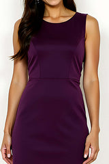 Dreamyannie Scoop Purple Wedding Guest Dress Sleeveless Sheath Short Formal Dress