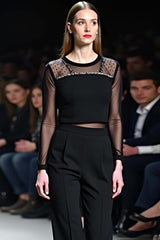 Dreamyannie Sexy Tops Black Wedding Guest Dress Mesh FlaRed Wedding Guest Dress Pants Two-Piece Set