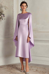 Dreamyannie Sheath Knee-Length Lilac Scoop Formal Dress With Shawl