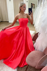 Dreamyannie Simply Coral Prom Dress Sweetheart A Line Satin Evening Dress