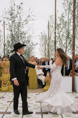 Dreamyannie Strapless Beach Wedding Dress Lace Mermaid Bridal Gown