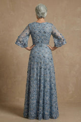 Dreamyannie Twilight Floral Sheath Long Mother Of The Bride Dress With Sequin