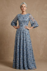 Dreamyannie Twilight Floral Sheath Long Mother Of The Bride Dress With Sequin
