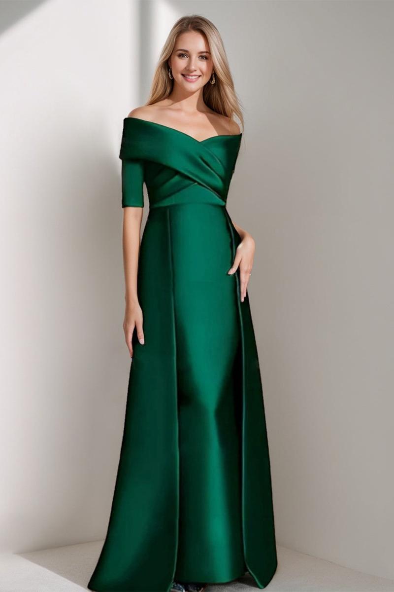 Elegant Off-the-Shoulder Mother of the Bride Dress with 1/2 Sleeves in A-Line/Princess Style