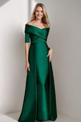 Elegant Off-the-Shoulder Mother of the Bride Dress with 1/2 Sleeves in A-Line/Princess Style