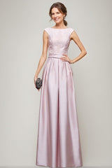 Elegant Scoop Sleeveless A-line Princess Floor-Length Mother Of the Bride Dresses with Lace & Pleats