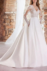Elegant Wedding Dresses With Lace Satin