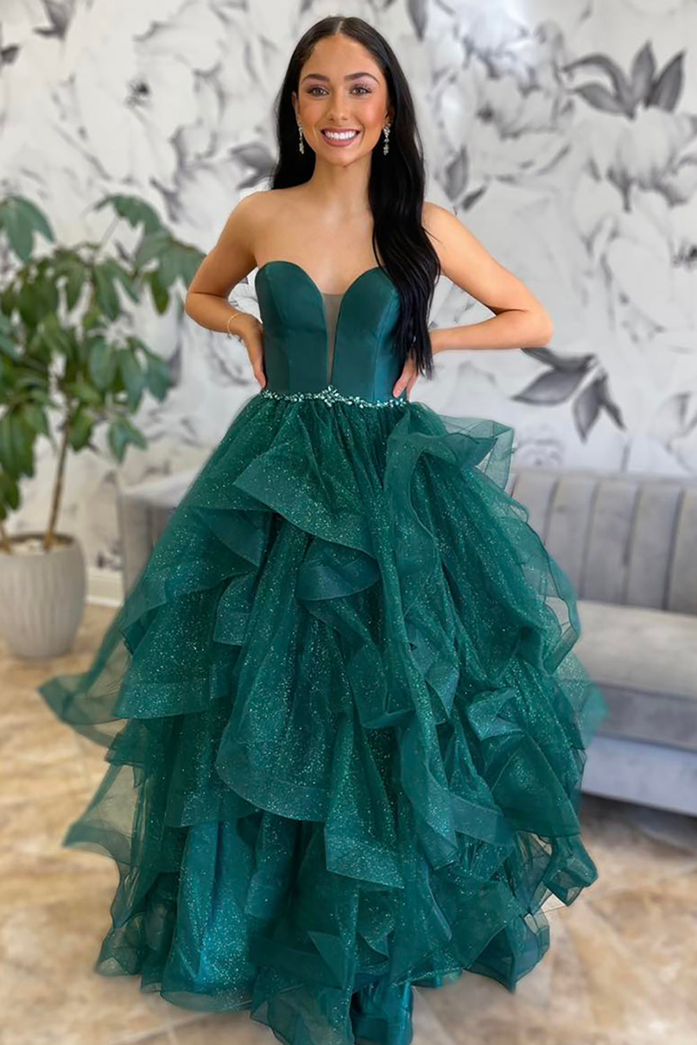 Emerald Green Prom Dress Sweetheart Long Evening Dress